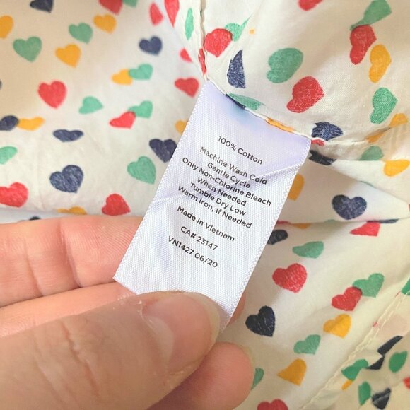 Talbots Classic Cotton Button Up Shirt Multicolor Ditsy Hearts Print size MP - Picture 5 of 8